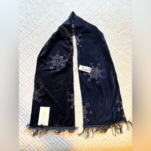 POST-IMPERIAL – Fringed Indigo-Dyed Printed Cotton-Velvet Scarf – Men – NWT